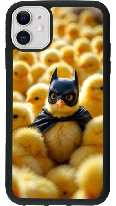 Coque iPhone 11 - Silicone rigide noir Easter 2026 Chicken Batman