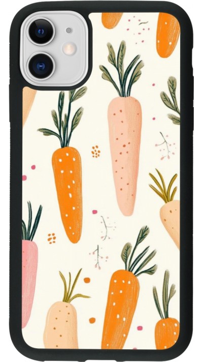 Coque iPhone 11 - Silicone rigide noir Easter 2026 Illustration carrots
