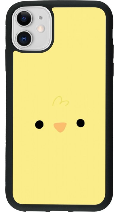 Coque iPhone 11 - Silicone rigide noir Easter 2026 Little chicken
