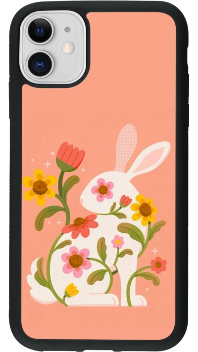 Coque iPhone 11 - Silicone rigide noir Easter 2026 Rabbit collage