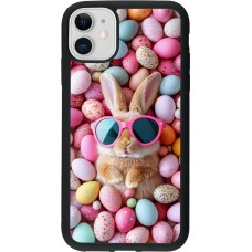 Coque iPhone 11 - Silicone rigide noir Easter 2026 Rabbit fun
