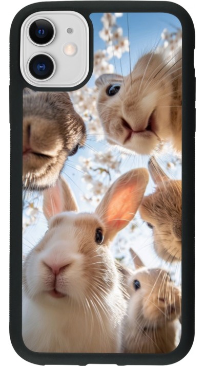 Coque iPhone 11 - Silicone rigide noir Easter 2026 Rabbits