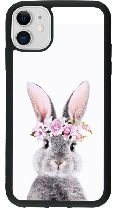 iPhone 11 Case Hülle - Silikon schwarz Easter 2023 flower bunny