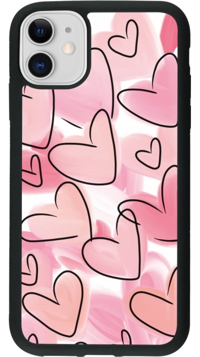 iPhone 11 Case Hülle - Silikon schwarz Easter 2023 pink hearts