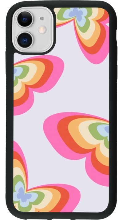 iPhone 11 Case Hülle - Silikon schwarz Easter 2024 rainbow butterflies