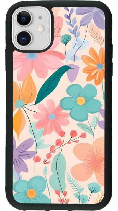 iPhone 11 Case Hülle - Silikon schwarz Easter 2024 spring flowers
