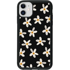 iPhone 11 Case Hülle - Silikon schwarz Easter 2024 white on black flower
