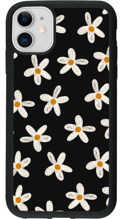 iPhone 11 Case Hülle - Silikon schwarz Easter 2024 white on black flower