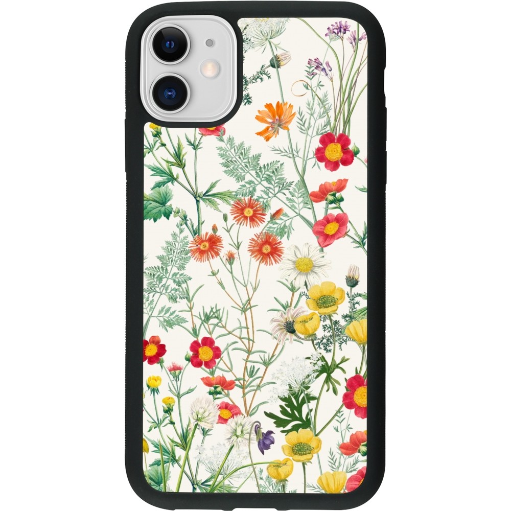 iPhone 11 Case Hülle - Silikon schwarz Flora Botanical Wildlife