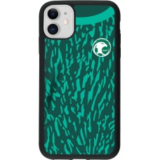 Coque iPhone 11 - Silicone rigide noir Maillot de football Arabie saoudite 2022 personnalisable