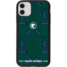 Coque iPhone 11 - Silicone rigide noir Maillot de football Arabie saoudite 2026 personnalisable