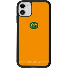 Coque iPhone 11 - Silicone rigide noir Maillot de football Australie 2026 personnalisable
