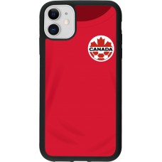 Coque iPhone 11 - Silicone rigide noir Maillot de football Canada 2022 personnalisable