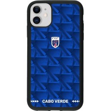 Coque iPhone 11 - Silicone rigide noir Maillot de football Cap-Vert 2026 personnalisable