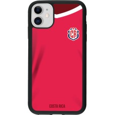 Coque iPhone 11 - Silicone rigide noir Maillot de football Costa Rica 2022 personnalisable