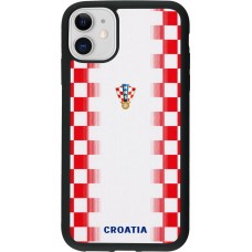 Coque iPhone 11 - Silicone rigide noir Maillot de football Croatie 2026 personnalisable