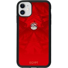 Coque iPhone 11 - Silicone rigide noir Maillot de football Égypte 2026 personnalisable