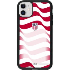 Coque iPhone 11 - Silicone rigide noir Maillot de football États-Unis 2026 personnalisable