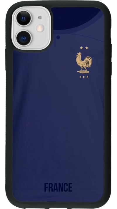iPhone 11 Case Hülle - Silikon schwarz Frankreich 2022 personalisierbares Fussballtrikot