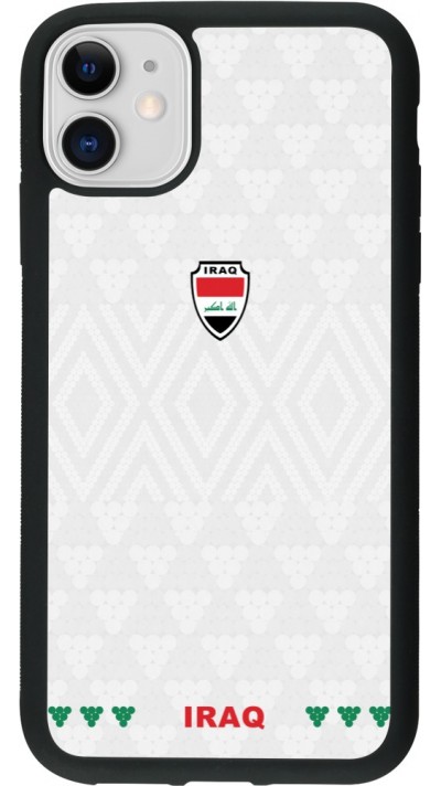 Coque iPhone 11 - Silicone rigide noir Maillot de football Irak 2026 personnalisable
