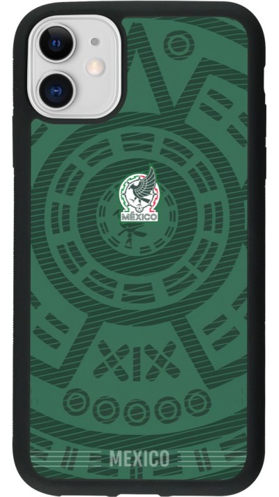 Coque iPhone 11 - Silicone rigide noir Maillot de football Mexique 2026 personnalisable