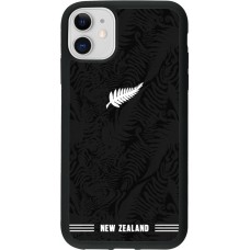 Coque iPhone 11 - Silicone rigide noir Maillot de football Nouvelle-Zélande 2026 personnalisable