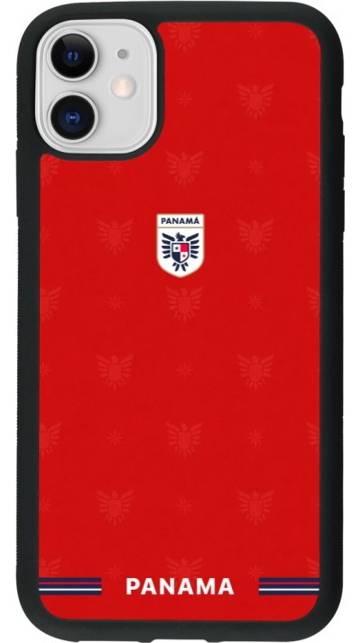 Coque iPhone 11 - Silicone rigide noir Maillot de football Panama 2026 personnalisable