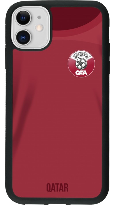 iPhone 11 Case Hülle - Silikon schwarz Katar 2022 personalisierbares Fussballtrikot