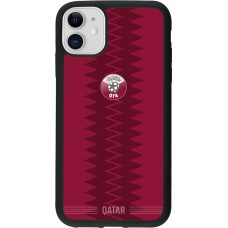 Coque iPhone 11 - Silicone rigide noir Maillot de football Qatar 2026 personnalisable