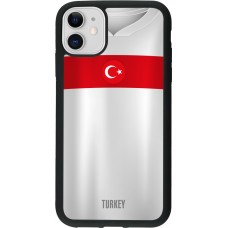 Coque iPhone 11 - Silicone rigide noir Maillot de football Turquie personnalisable