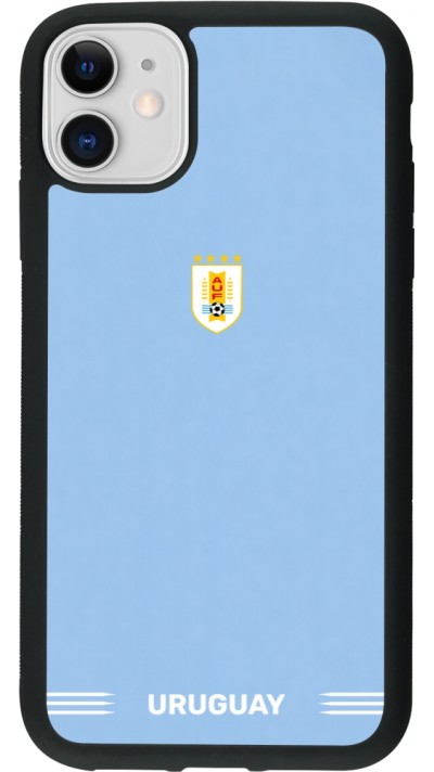 Coque iPhone 11 - Silicone rigide noir Maillot de football Uruguay 2026 personnalisable