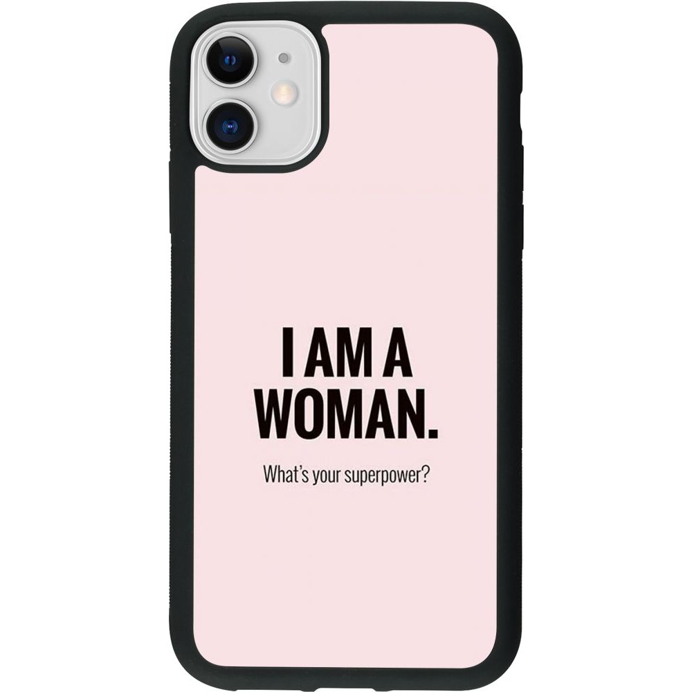 Hülle iPhone 11 - Silikon schwarz I am a woman