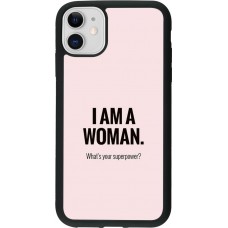 Hülle iPhone 11 - Silikon schwarz I am a woman