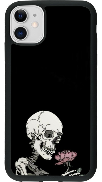 iPhone 11 Case Hülle - Silikon schwarz Halloween 2023 rose and skeleton