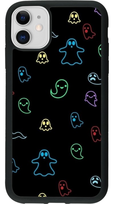 iPhone 11 Case Hülle - Silikon schwarz Halloween 2024 colorful ghosts