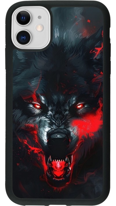 iPhone 11 Case Hülle - Silikon schwarz Halloween 2024 mad werewolf