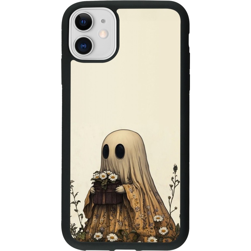 Coque iPhone 11 - Silicone rigide noir Halloween 2025 Ghost gardener