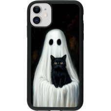 iPhone 11 Case Hülle - Silikon schwarz Halloween 2025 Ghost with black cat