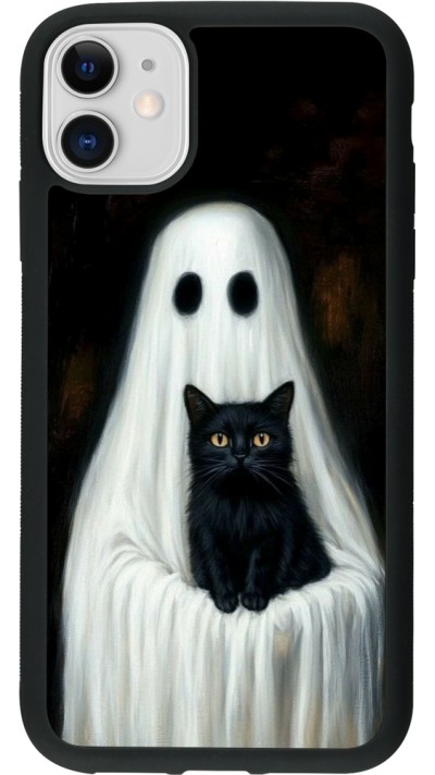 iPhone 11 Case Hülle - Silikon schwarz Halloween 2025 Ghost with black cat