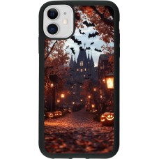 Coque iPhone 11 - Silicone rigide noir Halloween 2025 Haunted house