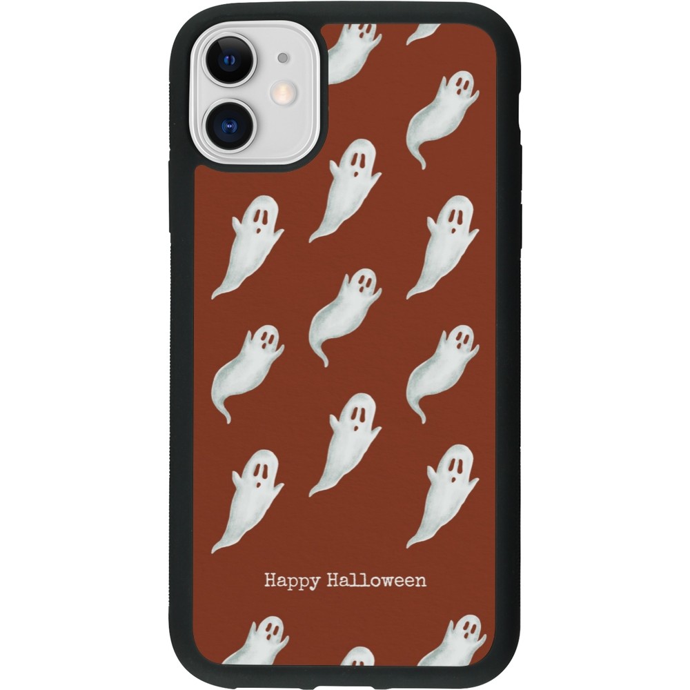 Coque iPhone 11 - Silicone rigide noir Halloween 2025 Pattern of ghosts