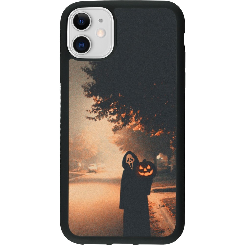 Coque iPhone 11 - Silicone rigide noir Halloween 2025 Scream