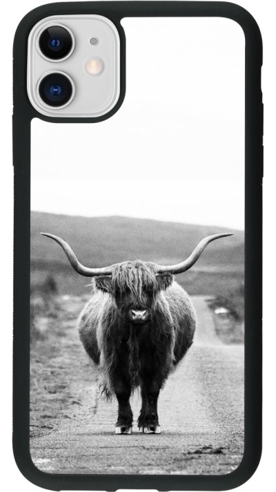 Coque iPhone 11 - Silicone rigide noir Highland cattle