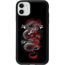 iPhone 11 Case Hülle - Silikon schwarz Japanese style Dragon Tattoo Red Black