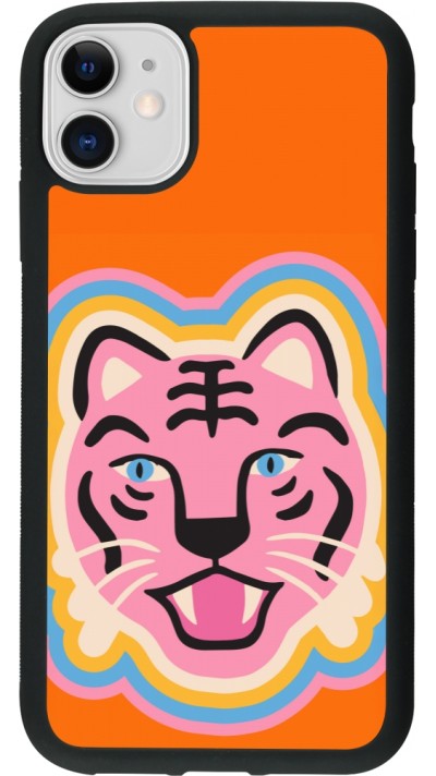 Coque iPhone 11 - Silicone rigide noir Lion colors 2026