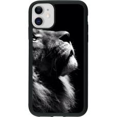 Coque iPhone 11 - Silicone rigide noir Lion looking up