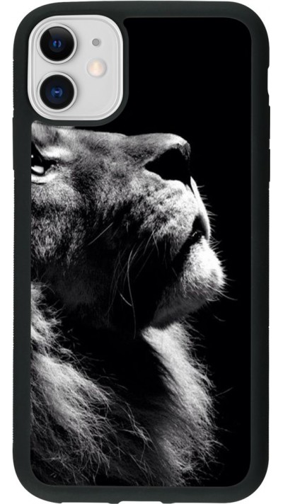 Coque iPhone 11 - Silicone rigide noir Lion looking up