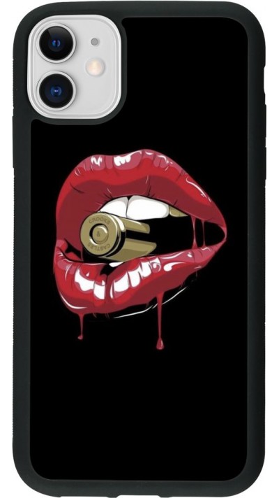 Coque iPhone 11 - Silicone rigide noir Lips bullet