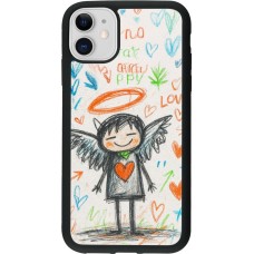 iPhone 11 Case Hülle - Silikon schwarz Little Angel Sketch Love