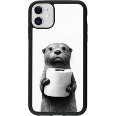 iPhone 11 Case Hülle - Silikon schwarz Otter Toilettenpapier